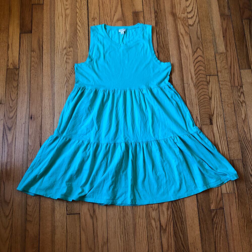 J.Crew EUC Women's Green Aqua Knit Sleeveless Dress Size M